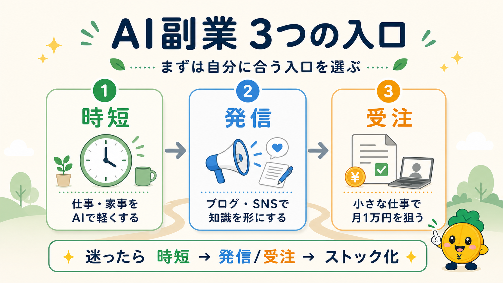 AI副業は時短・発信・受注の3つの入口から選ぶ