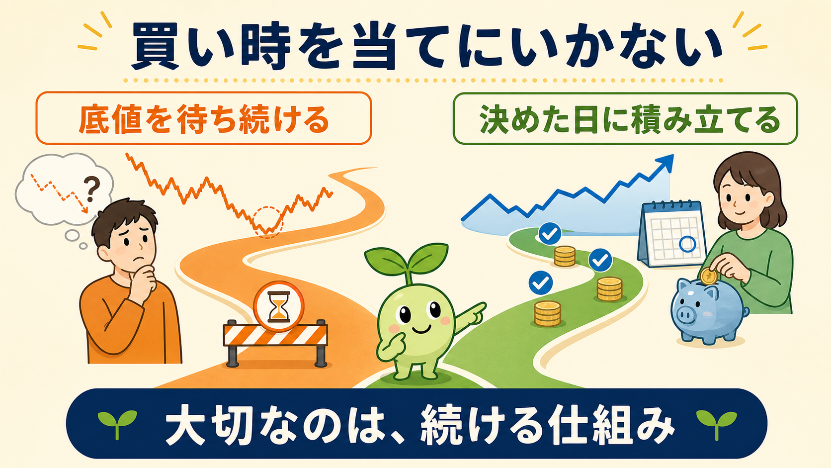 底値を待たず決めた日に積み立てる考え方