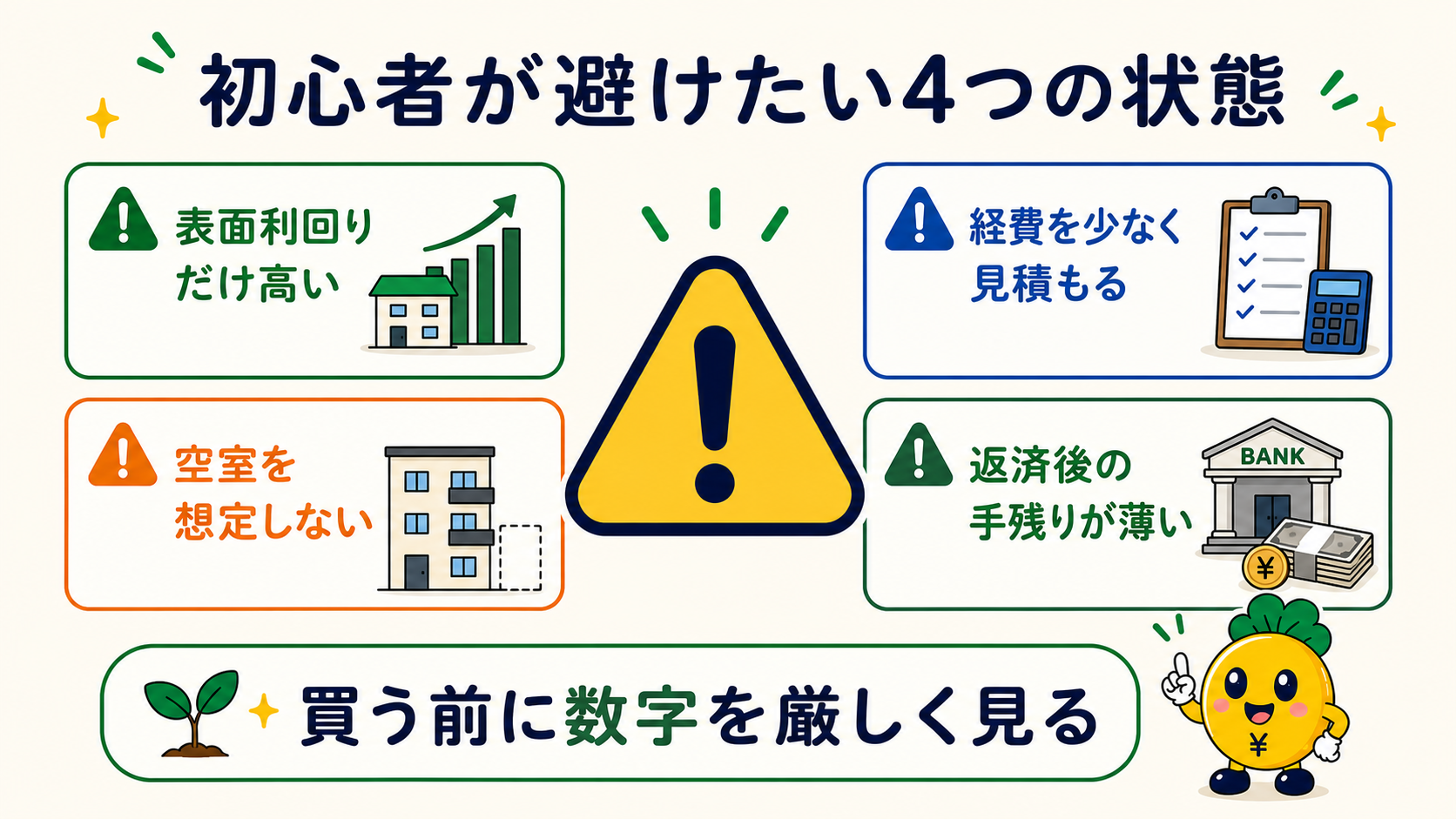 初心者が避けたい不動産投資の4つの状態