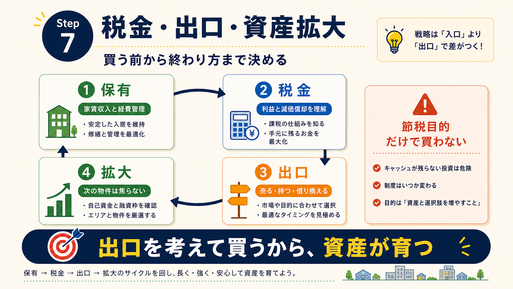 税金・出口・資産拡大。買う前から終わり方まで決める