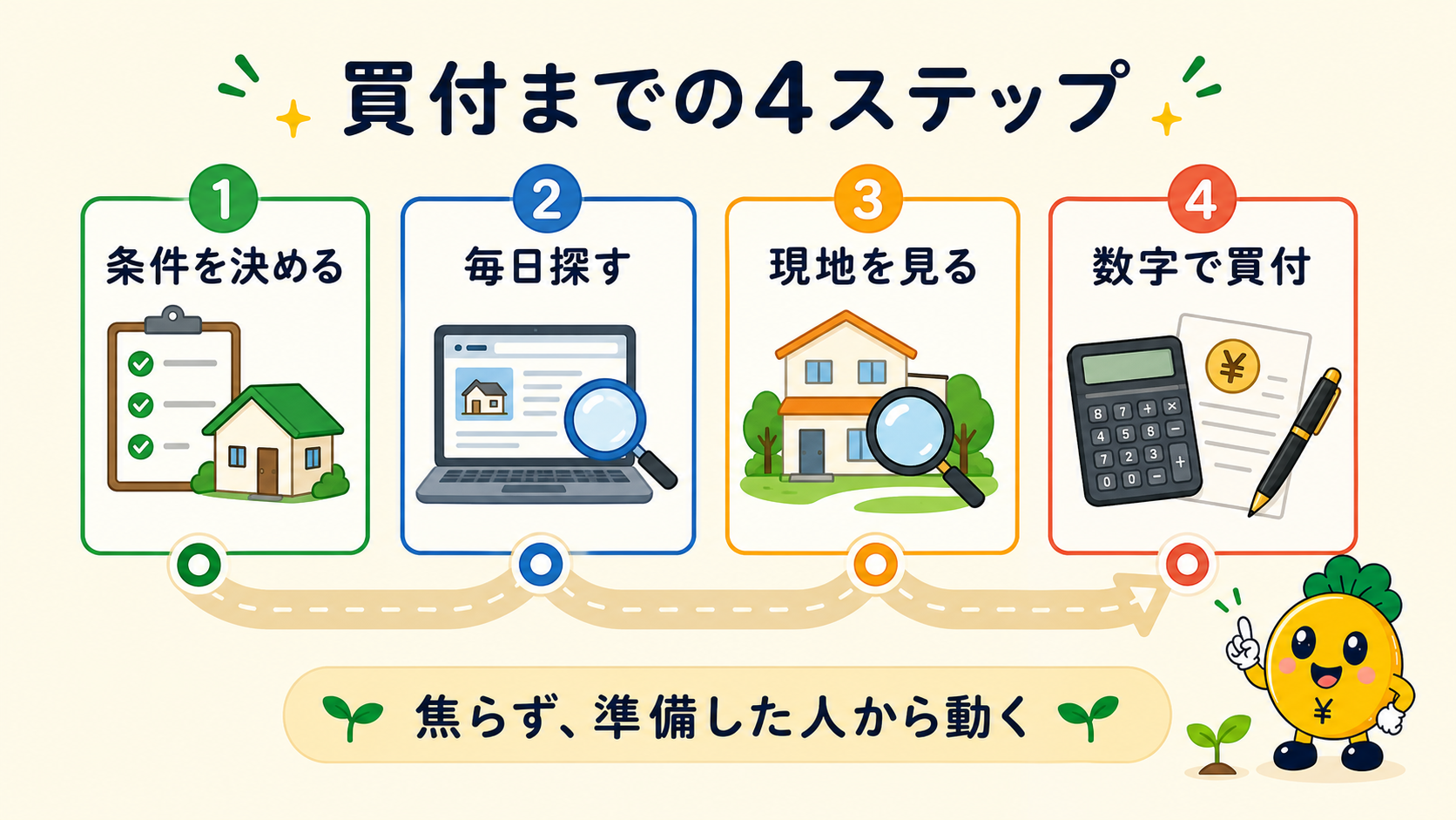 条件決めから数字に基づく買付までの4ステップ