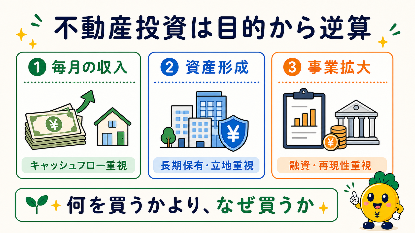 毎月の収入・資産形成・事業拡大という目的から不動産投資を逆算する