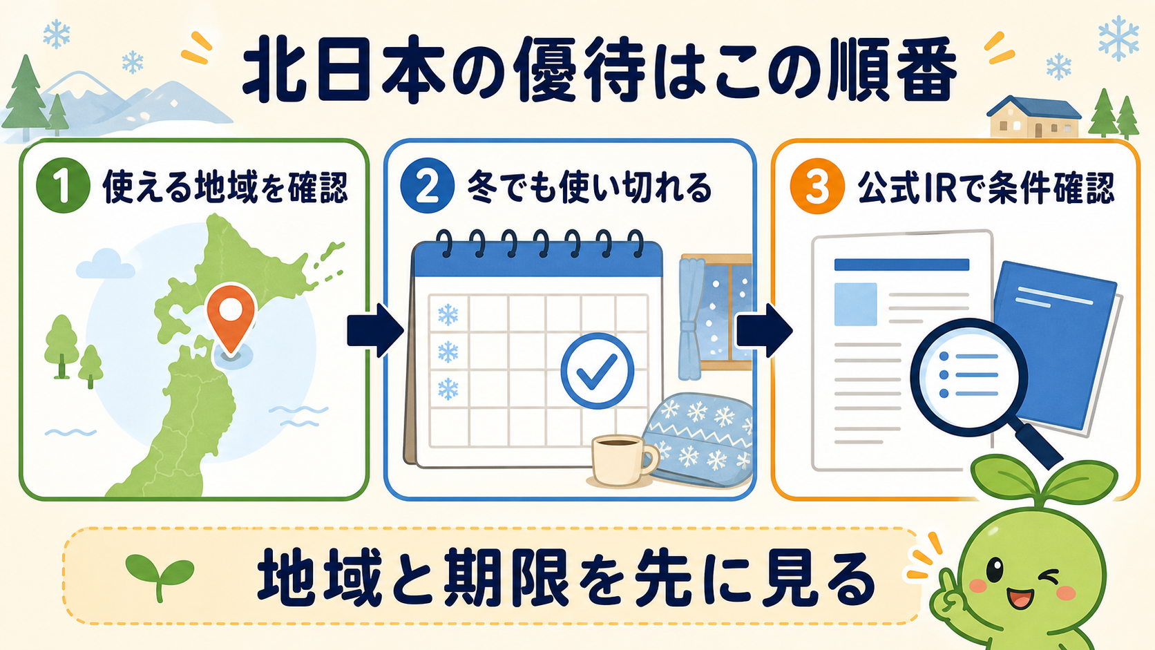 北日本で株主優待を選ぶときの地域、期限、公式IRの確認順