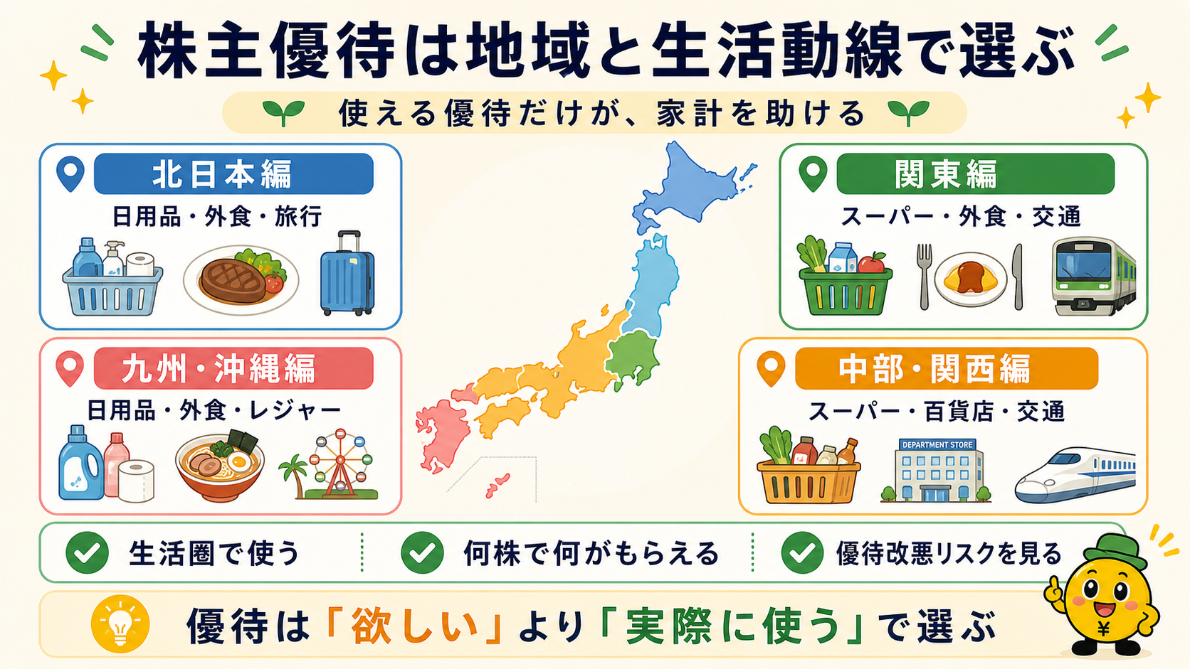 株主優待は地域と生活動線で選ぶ