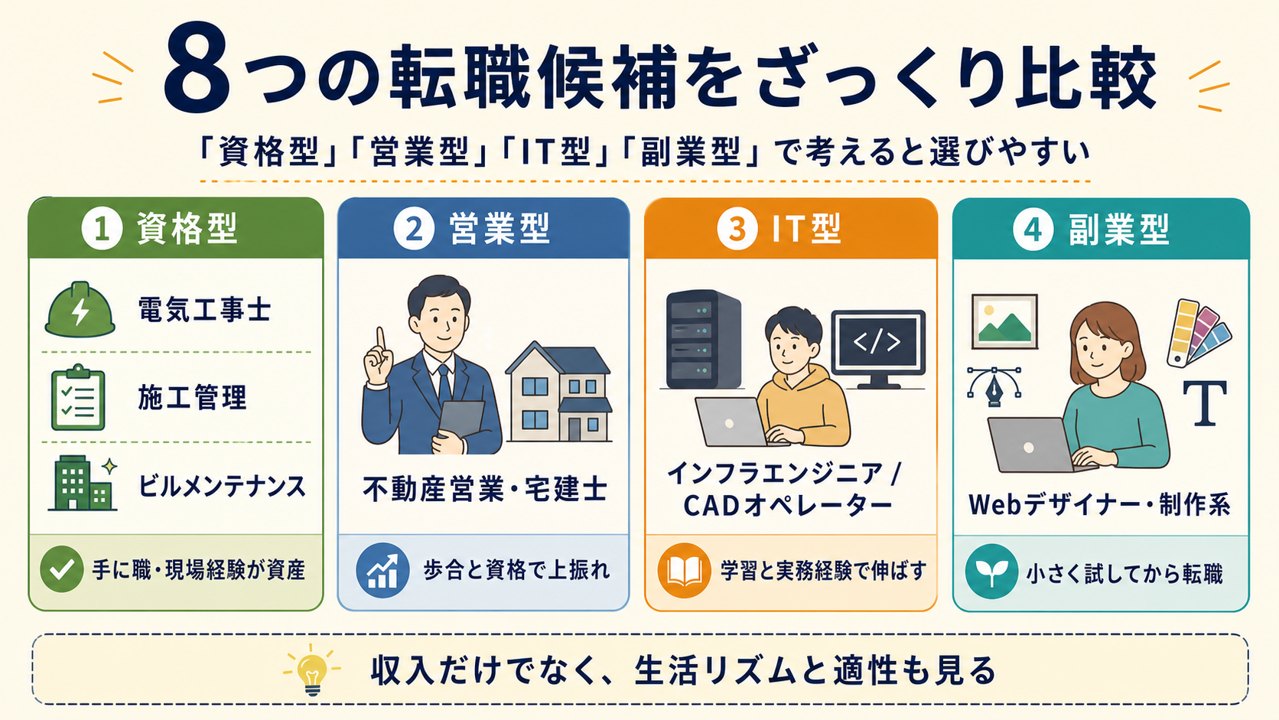 8つの転職候補をざっくり比較